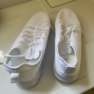 Men's White Cushioned Shoes, Comfy Breathable Woven Knit Wear  Lace Up Sneakers